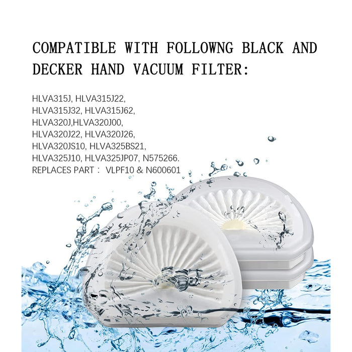 VLPF10 Filters For Black + Decker HLVA315J HLVA320J00 N575266