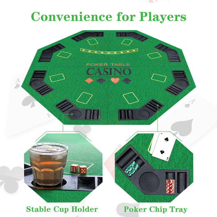 48" 8-player Foldable Poker Table Top Casino Texas Hold'em Layout