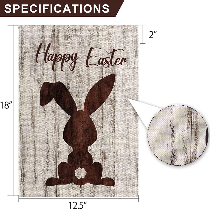 Farmhouse Bunny Wooden Pattern Easter Flag Holiday Decoration