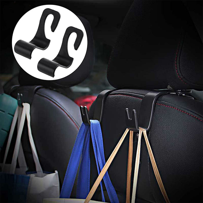 3-Tier Car Mesh Storage Bag with 2 Car Seat Headrest Hooks