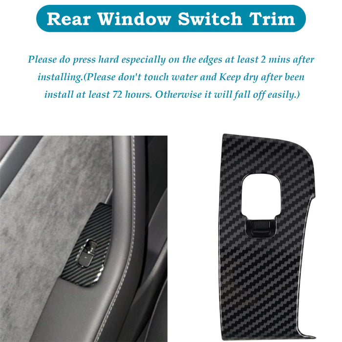 Carbon Fiber Inner Window Switch Bring Cover Trim Panel for Tesla Model 3