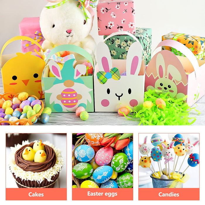 24pcs Easter Treat Boxes with Handle for Kids School Party Favor