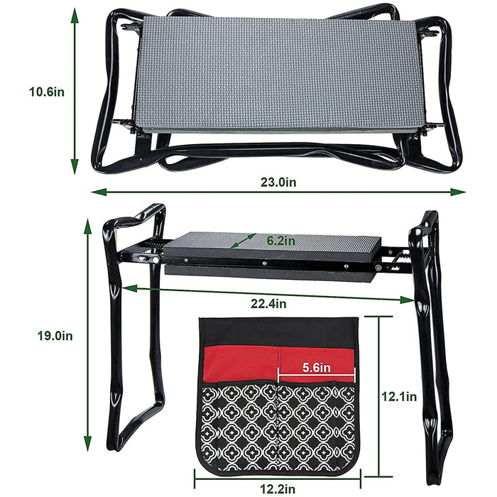 Foldable Garden Kneeler and Seat with Gardening Tools Withstand 330 lbs