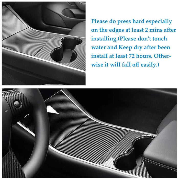 Center Console Wrap Kit ABS Cover Matte Carbon Fiber Patter for Tesla Model 3 & Model Y