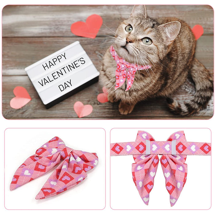 Pet Dog Collar with Pink Heart Bowtie