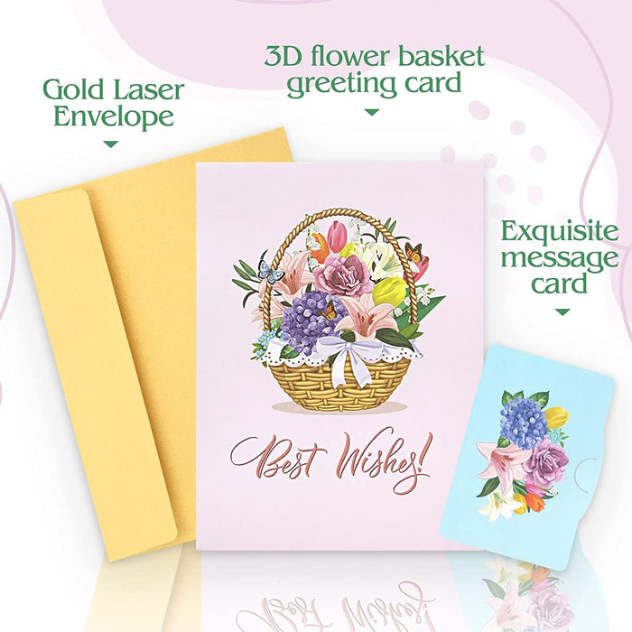 Flowers Basket Pop Up 3D Greeting Card