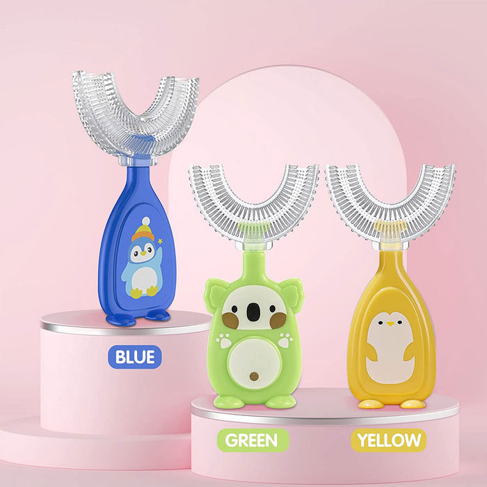 Kids U-Shaped Toothbrush with Soft Silicone Brush Head