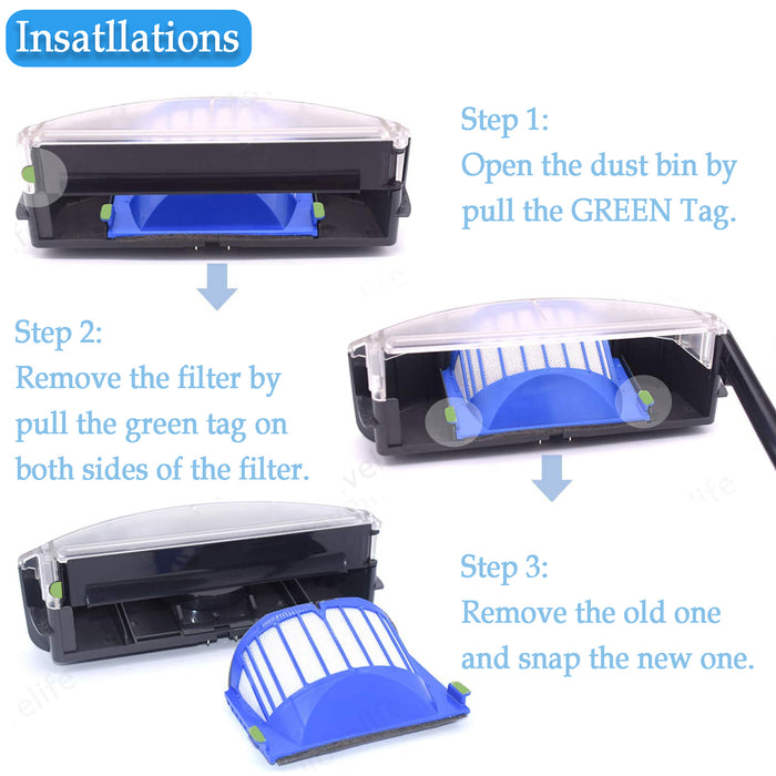 iRobot 600 Aero Vac Filters for iRobot Roomba 500 & 600 Series Vacuum Cleaner