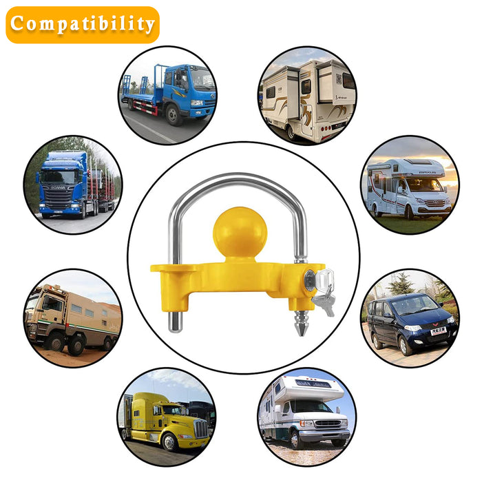 72783 Trailer Hitch Lock Tow Ball Coupler U-Shape Adjustable Heavy-Duty Steel Lock