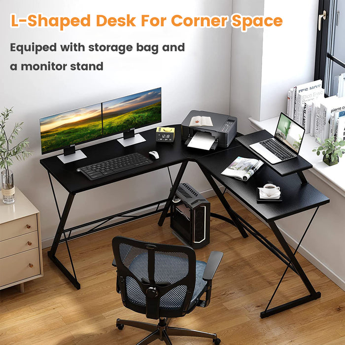 L-shaped Desk 51.2" Computer Corner Desk Home Office Desk with Storage Bag