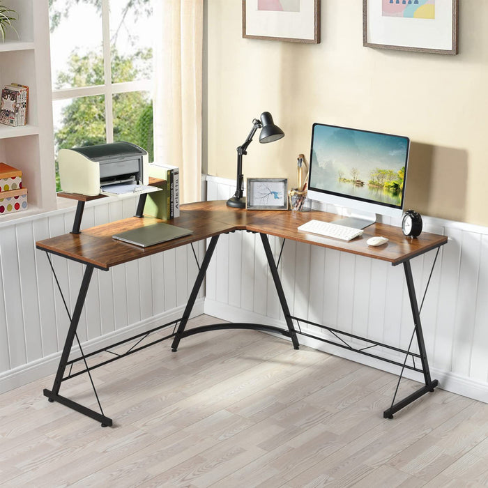 L-shaped Desk 51.2" Computer Corner Desk Home Office Desk with Storage Bag