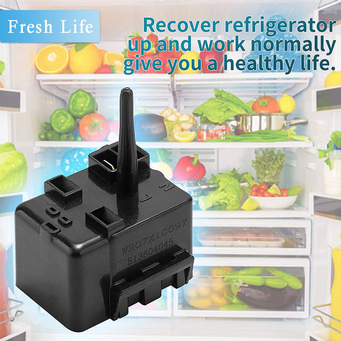 WR07X10097 Relay And Overload Assembly - Replacement For GE Refrigerators, Replaces 1265640, AP4300623