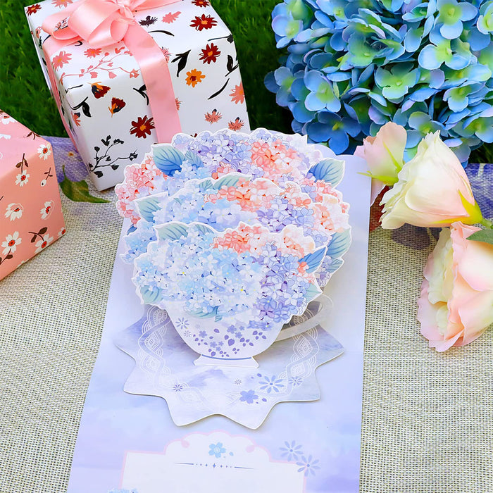 3pcs Mothers Day Paper Flower Bouquet 3D Pop Up Card Handmade Greeting Card