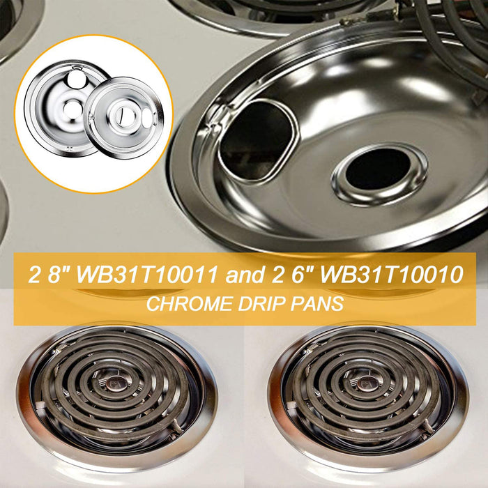 Drip Pans WB31T10010 and WB31T10011 Chrome Drip Bowl Set