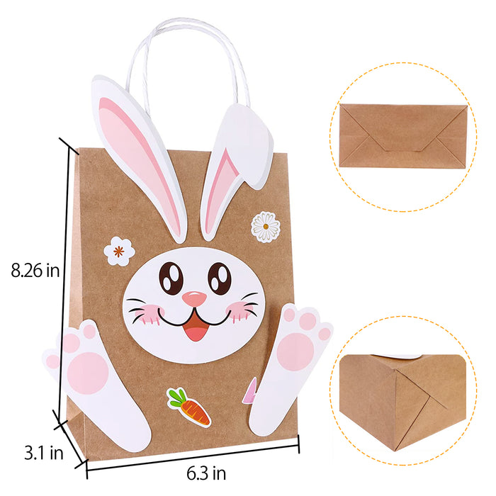 12pcs Kraft Gift Paper Bags with Handles and 12 Sheet DIY Stickers
