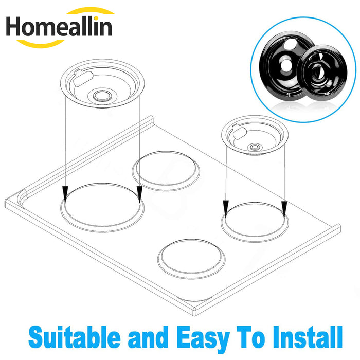 WB31M19 WB31M20 Black Porcelain Drip Pans Set