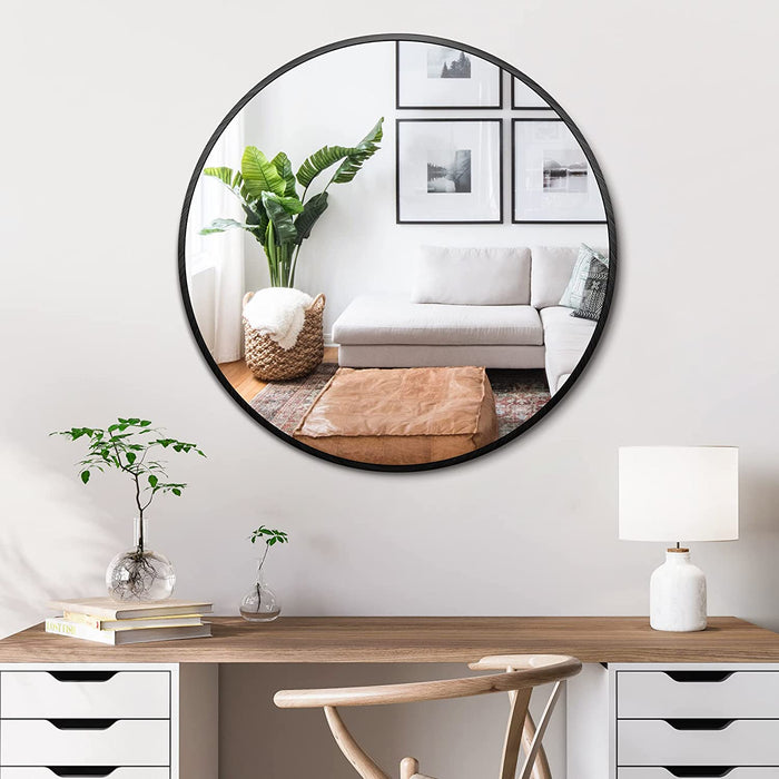 Round Bathroom Wall Mirror 20" Black Circle Vanity Mirror