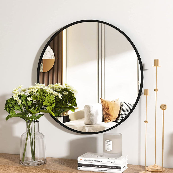Round Bathroom Wall Mirror 20" Black Circle Vanity Mirror