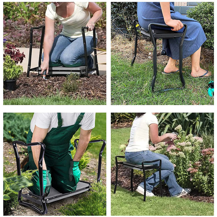 Foldable Garden Kneeler and Seat with Gardening Tools Withstand 330 lbs