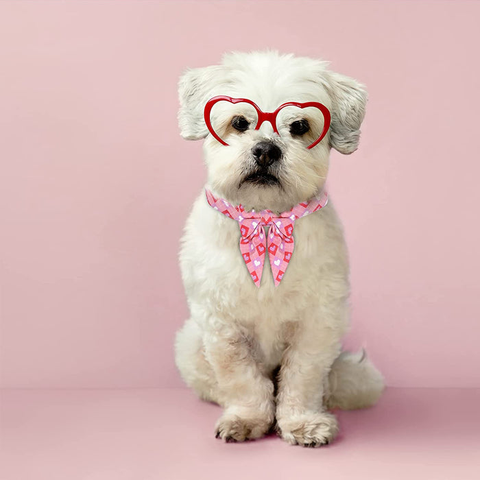 Pet Dog Collar with Pink Heart Bowtie