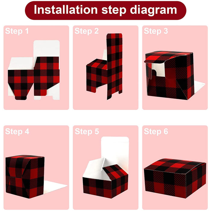 9pcs Red Black Buffalo Plaid Nesting Gift Boxes Set