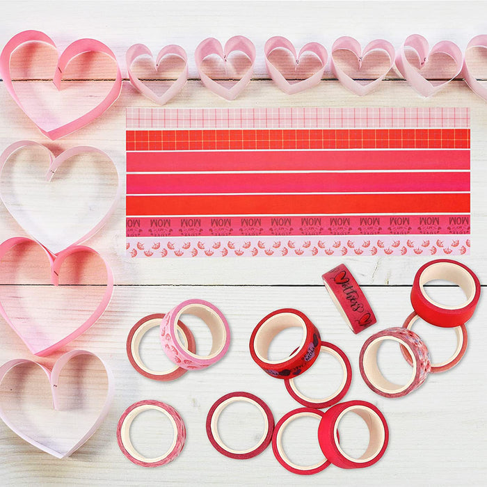 Washi Tape Set Carnations Hearts Plaid Decorative Masking Tapes for Arts