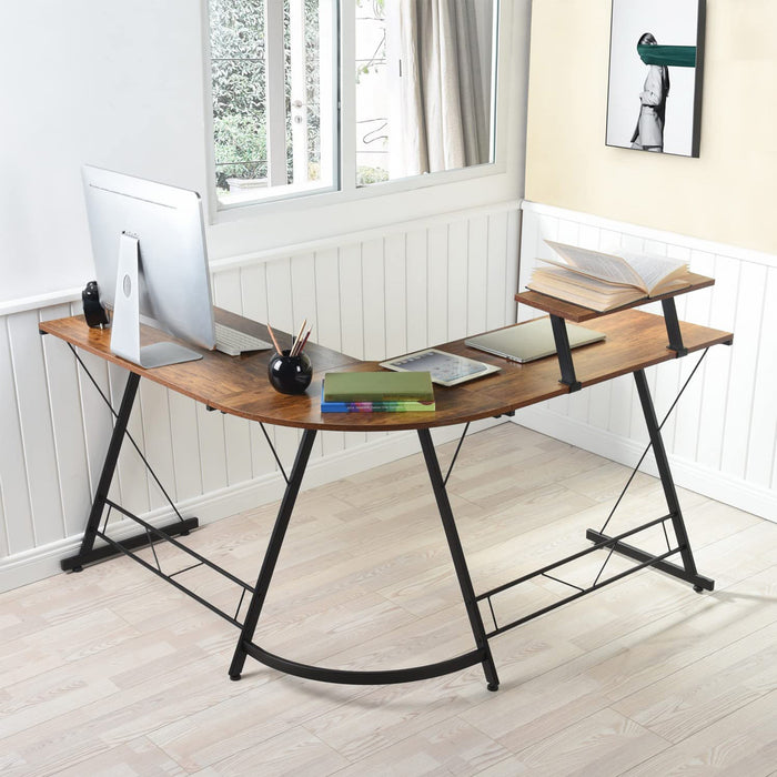 L-shaped Desk 51.2" Computer Corner Desk Home Office Desk with Storage Bag