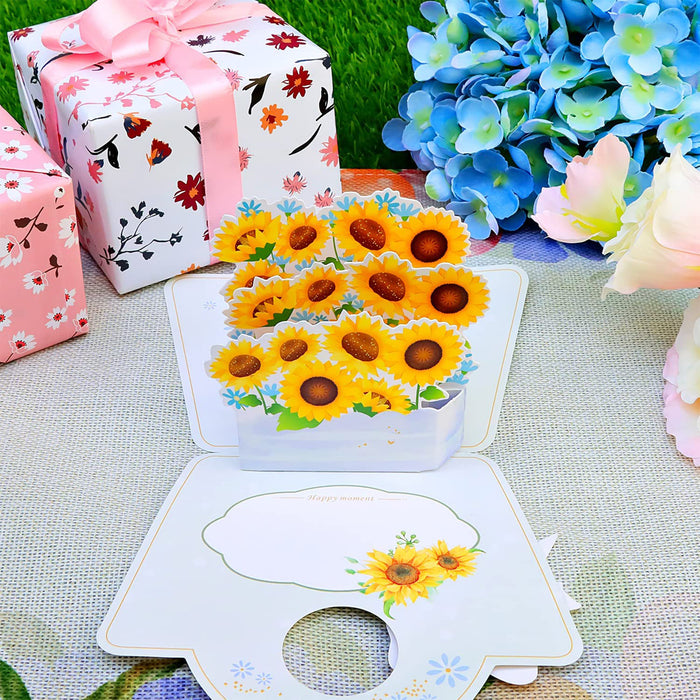 3pcs Mothers Day Paper Flower Bouquet 3D Pop Up Card Handmade Greeting Card