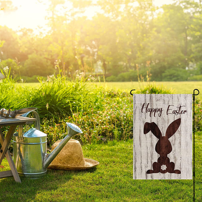 Farmhouse Bunny Wooden Pattern Easter Flag Holiday Decoration