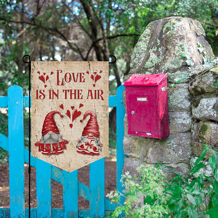 Double Sided Gnome Couple Love Flag for  Yard Outside Decoration