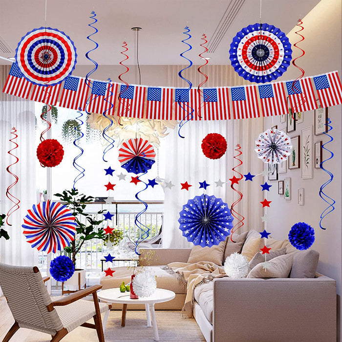 25Pcs 4th of July Patriotic Decorations Party Set