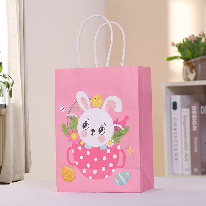 18pcs  Easter Party Gift Bags with Handles Pastel Paper Kraft Bags