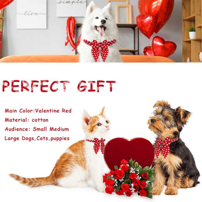 Holiday Cute Pet Bowtie Dog Collars with Red Polka Dot