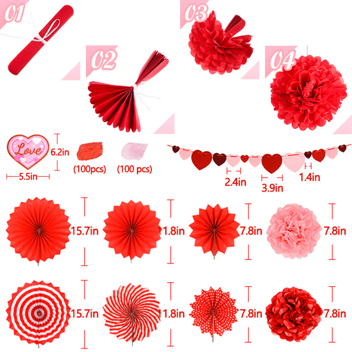23pcs Valentine's Day Paper Kit Party Decorations for Wedding Decor Supplies