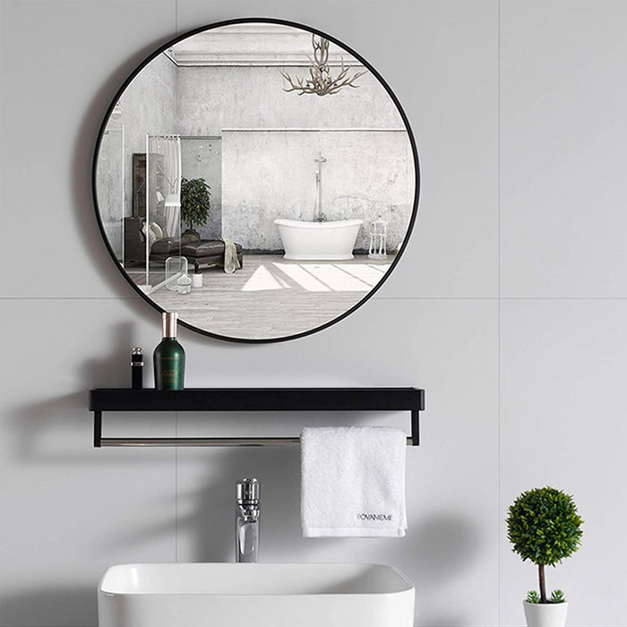 Round Bathroom Wall Mirror 20" Black Circle Vanity Mirror